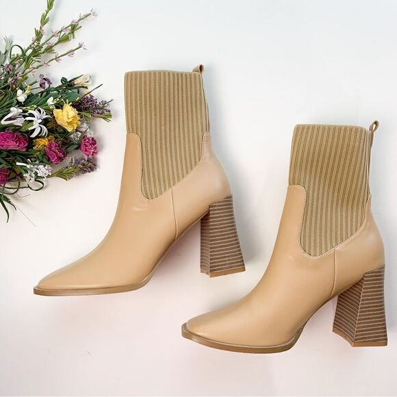 Lulu’s Naynee Camel Square Toe Mid-Calf Boots - Picture 1 of 2